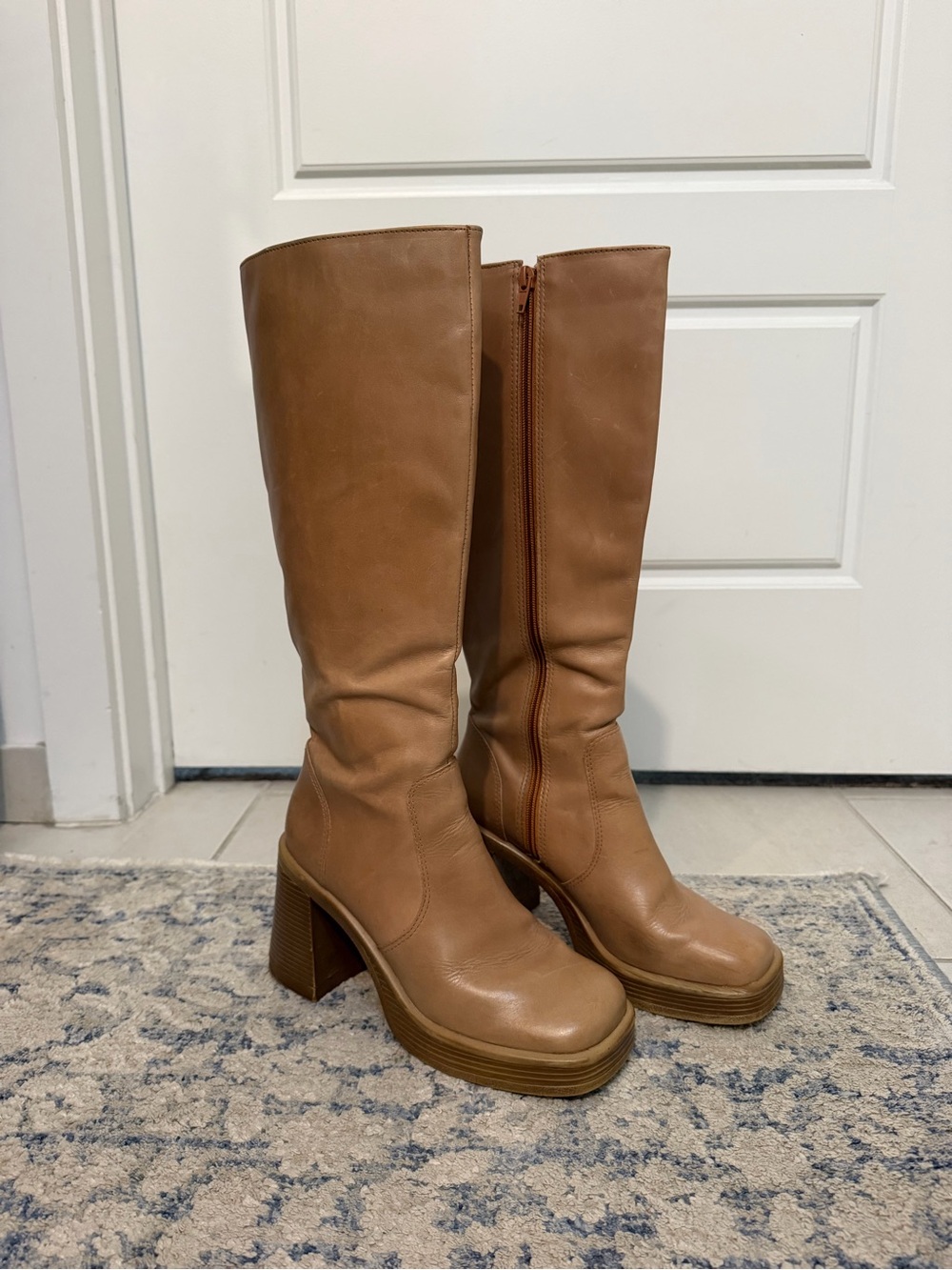 Steve Madden Platform Knee-High Boots in Cognac